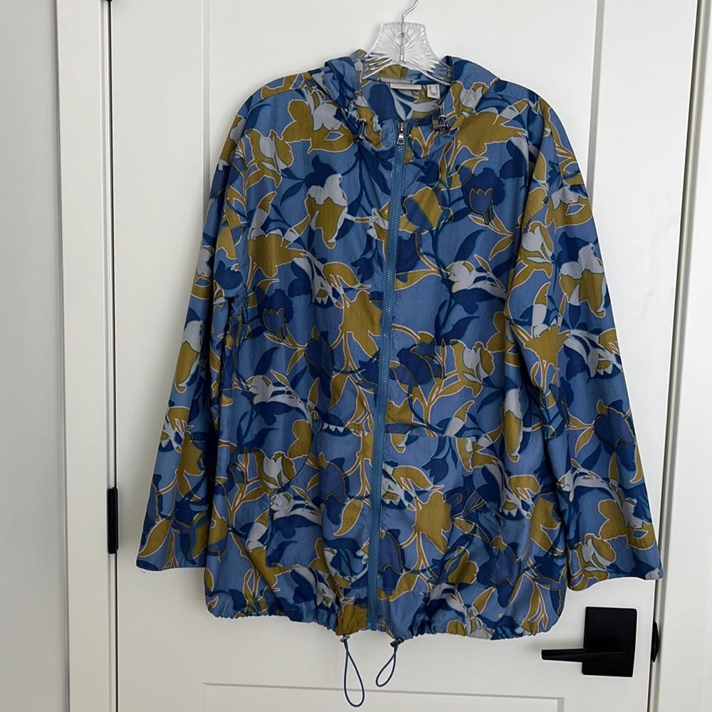 LOGO by Lori Goldstein Size M Printed nylon zip-front hooded jacket